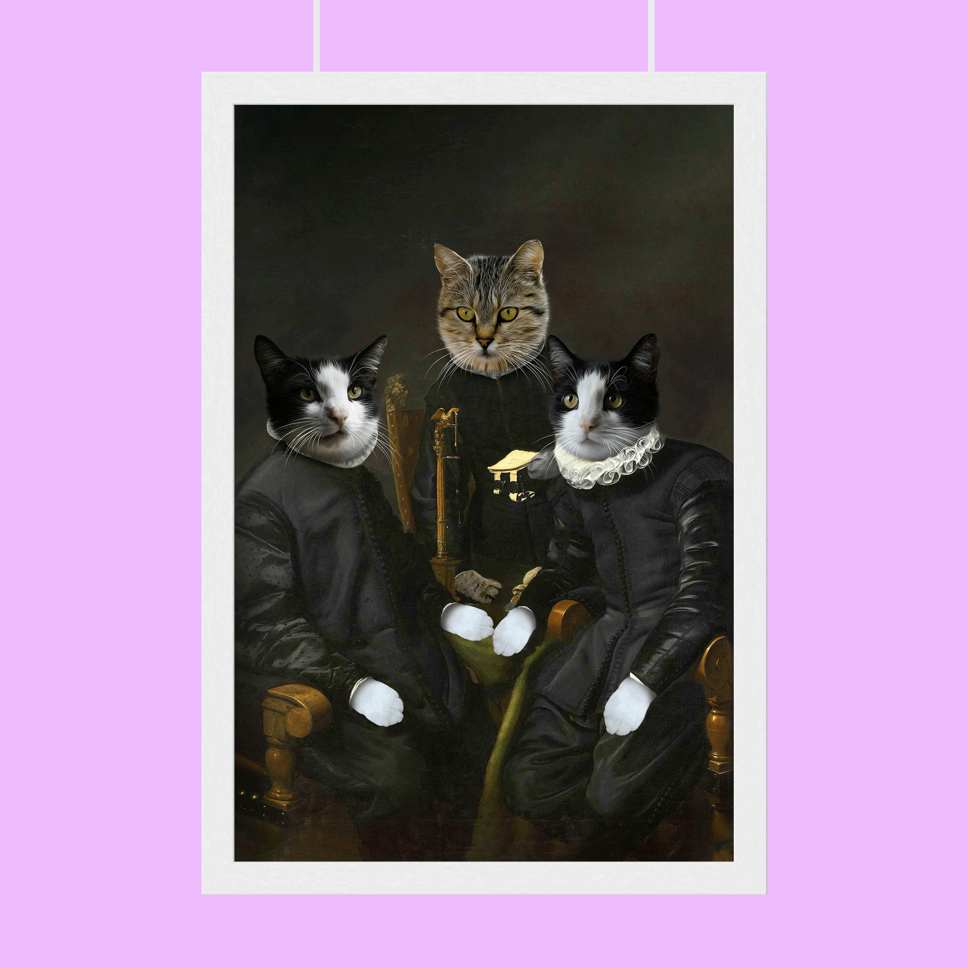 Regal Cats – Classic Aristocratic Multi-Pet Portrait
